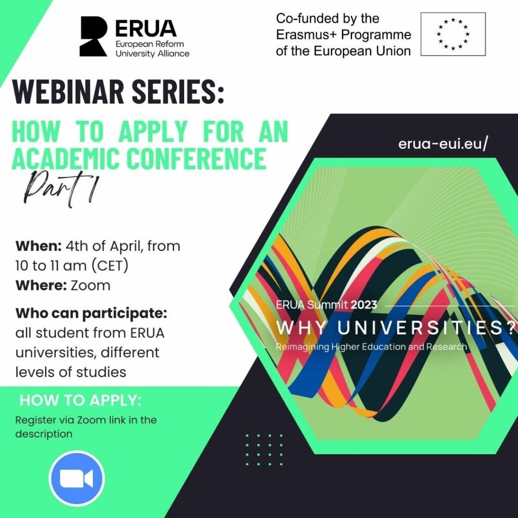 Webinar Series How to apply for an academic conference ERUA