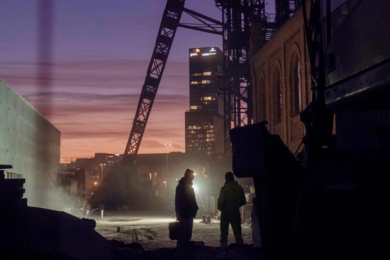 An industrial landscape of the Nikiszowiec district of Katowice Poland