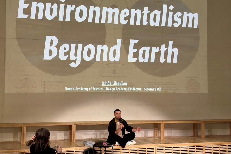Lukas Likavcan delivers a lecture at the Museum of Modern Art in Warsaw_
